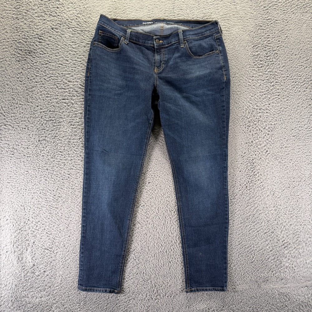 Old Navy Jeans Womens 14 Blue Cotton Denim Boyfriend Skinny Faded Travel Stretch